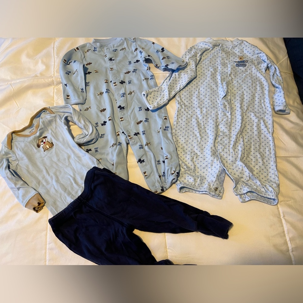 Carters boys onesies and matching set with dogs